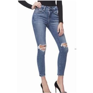 Good American Jeans, Good legs crop, distressed knees, Size 0/25